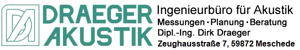 Logo: Draeger Akustik, Ingenieurbro fr Akustik, Messungen, Planung, Beratung, Dipl.-Ing. Dirk Draeger, Zeughausstrae 7, D-59872 Meschede