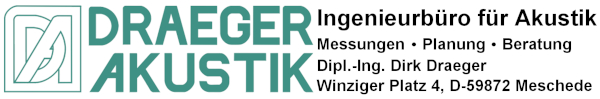 Logo: Draeger Akustik, Ingenieurbro fr Akustik, Messungen, Planung, Beratung, Dipl.-Ing. Dirk Draeger, Winziger Platz 4, D-59872 Meschede
